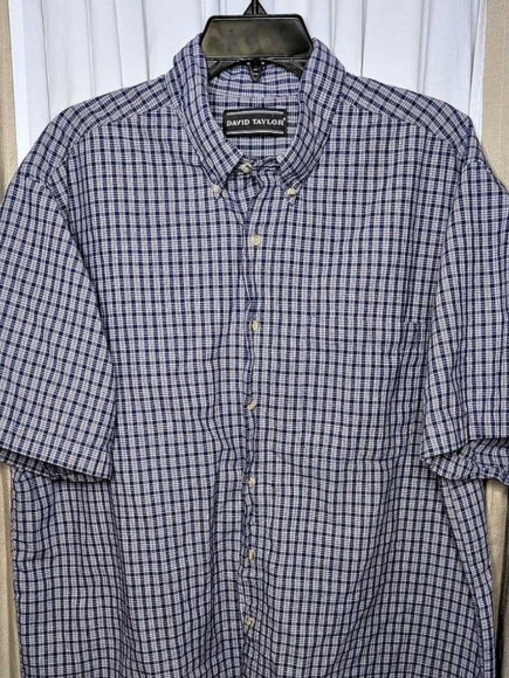 David Taylor Plaid Cotton Short Sleeve Shirt Size XL Like New